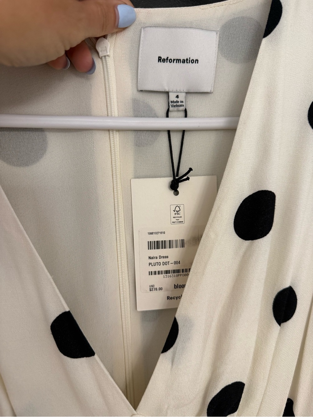 Reformation Naira Dress in Polka Dot - NWT Rare Sold Out Online Size 4 - Picture 5 of 6